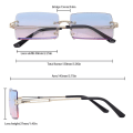 Miniatyrbild 2 av 5: 3 par fyrkantiga båglösa solglasögon Fashion Frameless Eyewear Vintage Rektangulära Transparenta Glasögon