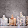 Miniatyrbild 4 av 5: Godisfat Crystalglas med Lock Godisask Sockerburk Keksburk Kakburk Godisbuffé Förvaringsbehållare - 8x8x14cm (Färgglad)