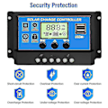 Miniatyrbillede 4 af 4: Solcelleladningsregulator 10a/20a/30a Solpanel Batteri Intelligent Regulator