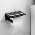 Pikkukuva 2 / 5: Älykäs wc-paperiteline hyllyllä, alumiininen wc-paperiteline matkapuhelimen säilytyshyllyllä kylpyhuoneeseen, 3M itseliimautuva tai seinään kiinnitettävä