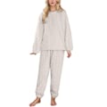 Miniatyrbild 1 av 5: Dam Fleece Pyjamas Set Mjukt Nattkläder Dräkt Nattkläder Pjs Vinter Varm Vit L