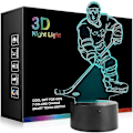 Miniatyrbilde 1 av 5: Nattlys for hockeyspiller, Hockey 3d lampebelysning for barn 7 LED fargeskiftende berøringstabell skrivebordslamper kule leker gaver Bir