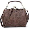 Miniatyrbillede 1 af 5: Retro hul håndtaske til kvinder Læder skuldertaske Aften clutch taske Kys lås lukning Crossbody taske Pung