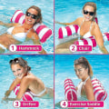 Miniatyrbild 3 av 5: Mesh Pool Madrass, 4 i 1 Flytande Pool Hängmatta, Fällbar Multifunktionell Pool Hängmatta