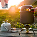 Miniatyrbilde 5 av 5: Profesjonell gassbeholderkonverter bærbar propankonverter camping gassbeholderadapter (1 stk, sølv)