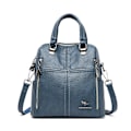 Miniatyrbilde 1 av 7: Høy kvalitet skinn kvinner ryggsekk skulder bag multifunksjon reise ryggsekk jenter skole vesker hot salg Blue 18 inches
