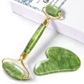 Miniatyrbild 1 av 5: Gua Sha & Ansiktsrulle för Ansiktet - Premium Certifierad Jade Naturlig Läkande Kristall Självomsorgsgåvor för Kvinnor - Ansiktshudvård Verktyg Muskelavslappnande Rel