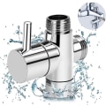 Miniatyrbillede 1 af 5: 3-vejs omskifterventilhane-adapter G1/2 tommer - brusebad T-adapter, messingafleder til hane til håndbruser