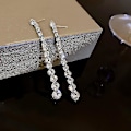 Miniatyrbilde 4 av 5: Øredobber Dråpe Øredobber Lange Øredobber Dangle Statement Kjede Øredobber Rhinestone Gave