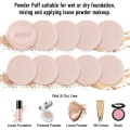 Miniatyrbillede 3 af 5: 10 Pakke Pudderpude Bomuld Kosmetisk Pudder Makeup Puffs Pads Makeup Med Bånd Ansigts Pudder Puffs Til Løst Og Foundation