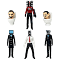 Pikkukuva 1 / 5: 6 kpl Skibidi Toilet Action Figure Set Pelihahmo Leikkilelut Lapsille Syntymäpäivälahjat Joululahja