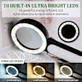 Miniatyrbillede 3 af 5: 30x forstørrelsesglas med 18 LED-lys, læseforstørrelsesglas med lys til læsning, urmager, hobby, håndværk, mønter, frimærker, smykker