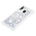 Pikkukuva 5 / 5: Samsung Galaxy A40 -kotelo, glitter, neste, läpinäkyvä, kimalteleva, kiiltävä, bling, kristallinkirkas, virtaava hiekka, pehmeä silikonikuori - hopea