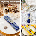 Miniatyrbillede 5 af 5: 6 stk. Guld Blomsterservietringe Legering Blomster Rhinestone Servietringe Krystal Rhinestone Servietringholder Til Bryllup Fødselsdag Chri