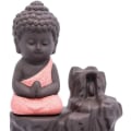 Miniatyrbillede 2 af 5: Røgelse Vandfald Tilbagestrømning Stativ Keramik, Keramisk Buddha Statue, Lille Munk Pagode, Konisk Stang Askeopsamler Med 20 Tilbagestrømning Røgelse Kegle (Rød)