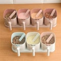 Miniatyrbillede 3 af 5: Glas krydderiglas krydderier boks peber krydderi shaker salt krydderi arrangør køkken karaffel krydderi flaske krukker beholder med skeer (Farve: D)