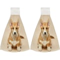 Pikkukuva 2 / 5: Ripustuspyyhkeet 1 kpl Astiapyyhkeet Söpö Koiranpentu Welsh Corgi Pembroke Istumassa Imuvat Käsipyyhkeet Ripustuslenkillä Pesulappu Kylpyhuoneeseen Keittiöön