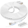Miniatyrbilde 1 av 5: 20m Ethernet-kabel, Cat 6e/cat6 Lang Internettkabel Med Snagless Rj45-kontakt, Høyhastighets Patch-kabel Enn Cat 5e/cat 5, Flat Hvit