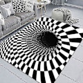 Pikkukuva 2 / 5: Optinen illuusiomatto 3d Stereo Checkered Vortex Optical Illusions Rug Hauska tunne putoamisesta Mustavalkoinen Liukumaton Ruudullinen Reikä