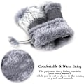 Miniatyrbilde 3 av 4: Vinterhansker for kvinner Faux Fur Varme mellomlange tommelhull fingerløse hansker