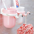 Miniatyrbillede 4 af 5: Tandbørsteholder til badeværelse, hjemmetandkrus vægophængt gargleskål Flamingo tandbørsteholder tegneserie tandbørsteholder (Pink)