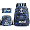 Miniatyrbilde 2 av 2: 3 stk/sett Harry Potter Ryggsekk for jenter gutter Skulderpose Blyantvesker Trykte Uformelle Skolesekk Utendørs Gave H16