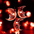 Miniatyrbillede 1 af 5: Solcelled Månelys, Måne Fee Lys 6M/30 LED Måne Lysstreng til Haver Hjem Bryllup Julefest Dekoration (Rød)