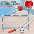 Miniatyrbild 2 av 4: Barnens Bärbara Fotboll Basketboll Hoop Set Inkluderar Basketboll Hoop Fotbollsmål Med Bollför Bo