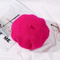Miniatyrbilde 5 av 5: Nytt barnevotter i ull, mor og barn malerhatt, høst og vinter ensfarget hatt rose red