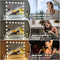 Miniatyrbilde 3 av 5: Hollywood-speil med USB-makeuplys, 10 lyspærer, 3 lysmoduser (bare lys)