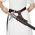 Miniatyrbillede 4 af 5: Middelalderlig læder sværd bælte talje skede skabard rapier spænde strop hylster mænd rustning cosplay,bla