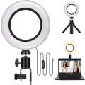 Miniatyrbilde 1 av 5: 6\" Selfie LED-ringlys med klemmefeste og stativstativ, for direktestrømming/videoopptak