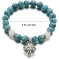 Miniatyrbillede 5 af 5: 2 stk. Angst & Stress Relief Armbånd, Gløder I Mørket Lotus Yoga Healing Sten Armbånd, Lysende Glødende I Mørket Måne Lotus Blomster Formet Charm Armbånd