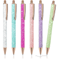 Miniatyrbillede 1 af 5: 6 stk. Bling Glitrende Metalpenne, Retractible Kuglepenne Sød Glitter 1,0 mm Sort Blæk Fin Spids Gave Skrive Journaling Studerende