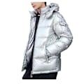 Miniatyrbillede 2 af 8: Mænds Vinterjakke Blank Stående Krave Vandafvisende Hættejakke Sort Sort Sort Sort S silver XL