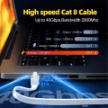 Pikkukuva 2 / 5: Cat 8 Ethernet-kaapeli 5 m, Nopea Litteä Internet-kaapeli 40 Gbps 2000 MHz Ftp Suojattu Rj45 Gigabit 5 metriä Sisätilojen Verkkokaapeli, Valkoinen