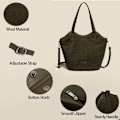 Miniatyrbilde 5 av 5: Kvinners store fleece sherpa tote bag teddy plysj fluffy pels håndvesker for kvinner jenter veske