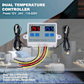 Miniatyrbillede 5 af 5: Dobbelt digital termostat temperaturregulator to relæudgang termoregulator til inkubator opvarmning køling Xk-w1088 Dc24v