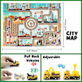 Miniatyrbild 3 av 5: Bilar Adventskalender för barn pojkar 2023 Jul, 24 Pull Back Fordon Playsets Med Kran Helikopter Traktor Konstruktion Tru