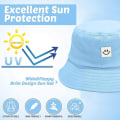 Miniatyrbilde 4 av 5: Solhatt for barn med smilende ansikt, bøttehatt for jenter og gutter, sommer solbeskyttelse bomull unisex strandlue