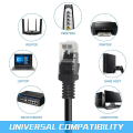 Miniatyrbillede 3 af 5: Kort Cat5e Ethernet Patchkabel 0,5ft, snagless RJ45 Computer LAN Netværksledning til Router, Modem, Switch, Server, Sort (4-pak)