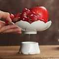 Miniatyrbillede 4 af 5: Frugtfad på Fod Dekorativ Kompot Skål Keramik Dessert Serveringsskål Bakke Display Stativ Lotus Drænplade