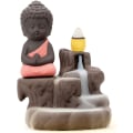 Miniatyrbillede 1 af 5: Røgelse Vandfald Tilbagestrømning Stativ Keramik, Keramisk Buddha Statue, Lille Munk Pagode, Konisk Stang Askeopsamler Med 20 Tilbagestrømning Røgelse Kegle (Rød)