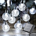 Miniatyrbillede 1 af 5: Køligt Hvid 100led 72ft Solcelledrevet Solstrenglys Udendørs Strømførende Terrasselys Med 8 Lystilstande, Vandafvisende Krystal Globe Lys