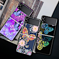 Miniatyrbillede 2 af 5: Antichoc stiv skal til Samsung Galaxy Z Flip 3, sort, lilla, sommerfugl, 5g stiv etui