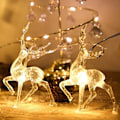 Miniatyrbild 1 av 5: Julgransbelysning Rensträngsbelysning, 10 fot 20 LED Elk Strängsbelysning Batteridriven Inomhus&Utomhus Juldekorationer, Semestersträngsbelysning för