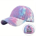 Miniatyrbillede 1 af 4: Regnbue Tie Dye Ponytail Baseball Cap - Justerbar, Åndbar, Solbeskyttelse til Sport og Udendørsaktiviteter