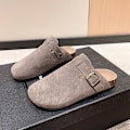 Miniatyrbillede 2 af 5: Herre og dame ruskindsslippers træsko kork indersål par sandaler udendørs strand hjemmesko gray 43