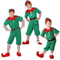 Miniatyrbild 2 av 5: Jultomten Kostym Grön Elf Cosplay Familj Julparty Nyår Maskerad Kostym för Vuxna Kvinnor 150 Men 170