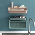 Miniatyrbilde 4 av 5: Vaskesil Kurv Foldbar Kjøkkenvask Organizer, Kjøkkensvamp Holder, Frukt Grønnsak Vask Kurv for Vask, Grønnsak Sil Kurv (Farge :